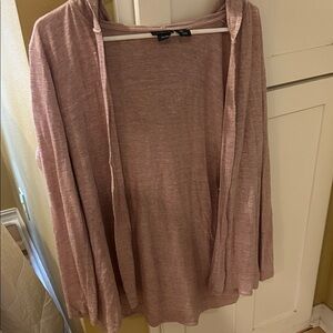 Light Rose Open Front Hoodie Cardigan